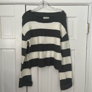 Striped Sweater Ruby Moon Gray Ivory Size M